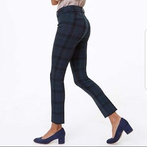 NWOT LOFT Petite Blue Plaid Marissa Skinny Pants